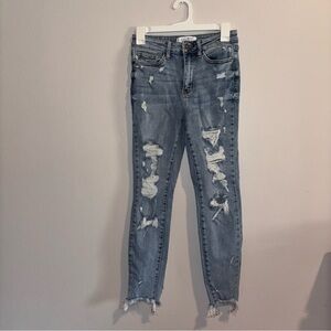 Judy Blue Distressed Skinny Jeans - Light Blue